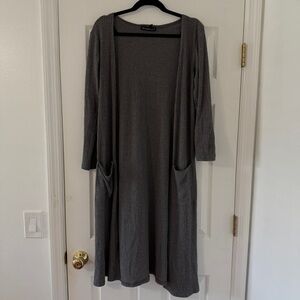 Women’s Grey Long Cardigan with Pockets